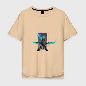 Мужская футболка хлопок Oversize с принтом TRDGARPG, девушка, воин, 2 меча, sci-fi в Тюмени, 100% хлопок | свободный крой, круглый ворот, “спинка” длиннее передней части | 
