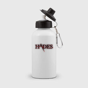 Бутылка спортивная с принтом Hades Logo (Z) в Тюмени, металл | емкость — 500 мл, в комплекте две пластиковые крышки и карабин для крепления | Тематика изображения на принте: 