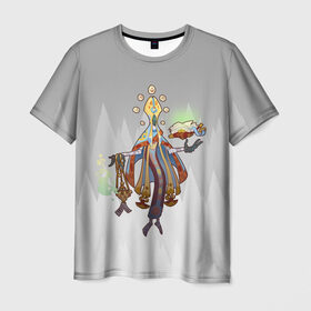Мужская футболка 3D с принтом Worthy Heart hunter - владыка тьмы, чернокнижник в Тюмени, 100% полиэфир | прямой крой, круглый вырез горловины, длина до линии бедер | worthy heart hunter | владыка тьмы | желтая шапка | магическая книга