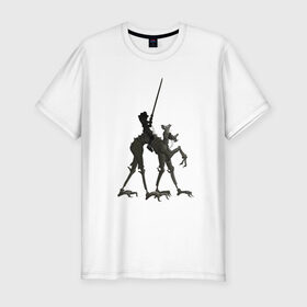 Мужская футболка хлопок Slim с принтом Всадник в Тюмени, 92% хлопок, 8% лайкра | приталенный силуэт, круглый вырез ворота, длина до линии бедра, короткий рукав | fantasy | monster | всадник | животные | копьё | магия | монстр | рыцарь | фэнтези