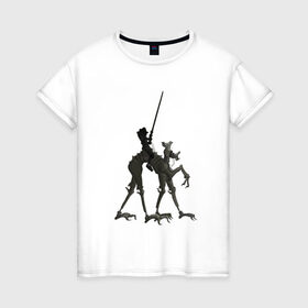 Женская футболка хлопок с принтом Всадник в Тюмени, 100% хлопок | прямой крой, круглый вырез горловины, длина до линии бедер, слегка спущенное плечо | fantasy | monster | всадник | животные | копьё | магия | монстр | рыцарь | фэнтези