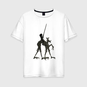Женская футболка хлопок Oversize с принтом Всадник в Тюмени, 100% хлопок | свободный крой, круглый ворот, спущенный рукав, длина до линии бедер
 | fantasy | monster | всадник | животные | копьё | магия | монстр | рыцарь | фэнтези