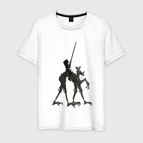 Мужская футболка хлопок с принтом Всадник в Тюмени, 100% хлопок | прямой крой, круглый вырез горловины, длина до линии бедер, слегка спущенное плечо. | fantasy | monster | всадник | животные | копьё | магия | монстр | рыцарь | фэнтези