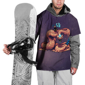 Накидка на куртку 3D с принтом Всадник со змеей в Тюмени, 100% полиэстер |  | magic | snake | space | змея | космос | кристаллы | магия | песок