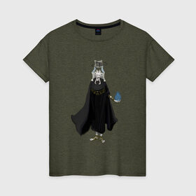 Женская футболка хлопок с принтом Демон в Тюмени, 100% хлопок | прямой крой, круглый вырез горловины, длина до линии бедер, слегка спущенное плечо | fantasy | monster | демон | магия | монстр | скелет | фэнтези