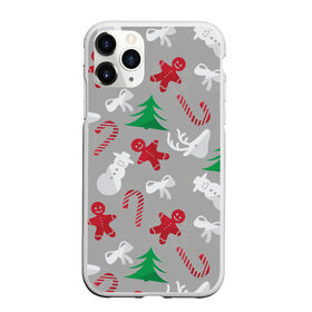 Чехол для iPhone 11 Pro Max матовый с принтом Серый новогодний узор в Тюмени, Силикон |  | елка | красный | леденец | новогодний | новый год | паттерн | праздничный | серый | снеговик | узор