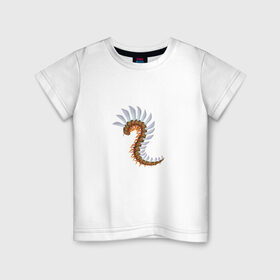 Детская футболка хлопок с принтом Насекомое в Тюмени, 100% хлопок | круглый вырез горловины, полуприлегающий силуэт, длина до линии бедер | Тематика изображения на принте: fantasy | monster | животные | земноводные | монстр | насекомое | сколопендра | фэнтези