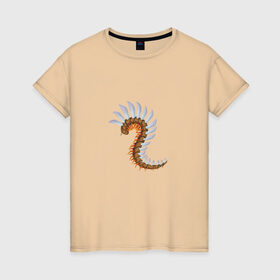 Женская футболка хлопок с принтом Насекомое в Тюмени, 100% хлопок | прямой крой, круглый вырез горловины, длина до линии бедер, слегка спущенное плечо | fantasy | monster | животные | земноводные | монстр | насекомое | сколопендра | фэнтези