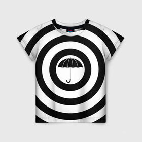 Детская футболка 3D с принтом Узор Академия Амбрелла в Тюмени, 100% гипоаллергенный полиэфир | прямой крой, круглый вырез горловины, длина до линии бедер, чуть спущенное плечо, ткань немного тянется | академия | амбрелла | белый | зонт | полосы | узор | фильм | черный