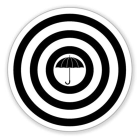 Коврик для мышки круглый с принтом Узор Академия Амбрелла в Тюмени, резина и полиэстер | круглая форма, изображение наносится на всю лицевую часть | академия | амбрелла | белый | зонт | полосы | узор | фильм | черный