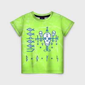 Детская футболка 3D с принтом Voodoo Boys Gang CP 2077 в Тюмени, 100% гипоаллергенный полиэфир | прямой крой, круглый вырез горловины, длина до линии бедер, чуть спущенное плечо, ткань немного тянется | boys | city | cyberpunk | gang | night | voodoo | андроид | киберпанк | киборг | найт | робот | сити