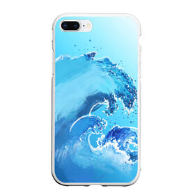 Чехол для iPhone 7Plus/8 Plus матовый с принтом Волна с фоном в Тюмени, Силикон | Область печати: задняя сторона чехла, без боковых панелей | Тематика изображения на принте: акварель | брызги | вода | волны | море | океан