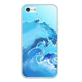 Чехол для iPhone 5/5S матовый с принтом Волна с фоном в Тюмени, Силикон | Область печати: задняя сторона чехла, без боковых панелей | Тематика изображения на принте: акварель | брызги | вода | волны | море | океан