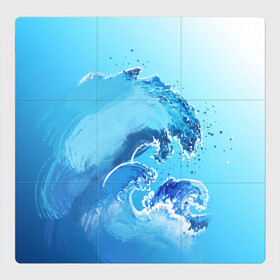 Магнитный плакат 3Х3 с принтом Волна с фоном в Тюмени, Полимерный материал с магнитным слоем | 9 деталей размером 9*9 см | Тематика изображения на принте: акварель | брызги | вода | волны | море | океан