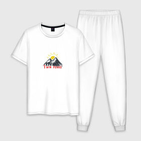 Мужская пижама хлопок с принтом Twin Peaks в Тюмени, 100% хлопок | брюки и футболка прямого кроя, без карманов, на брюках мягкая резинка на поясе и по низу штанин
 | 