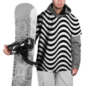 Накидка на куртку 3D с принтом ЧБ Волна в Тюмени, 100% полиэстер |  | зебра | кривые | полосы | текстуры | узор волна | чб | чб волна | черное и белое