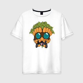 Женская футболка хлопок Oversize с принтом Древец в Тюмени, 100% хлопок | свободный крой, круглый ворот, спущенный рукав, длина до линии бедер
 | персонаж | пупс | смайл | стикер | эмоция