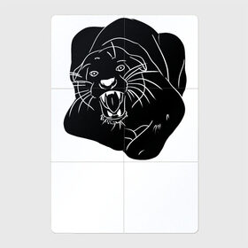 Магнитный плакат 2Х3 с принтом Черная Пантера в Тюмени, Полимерный материал с магнитным слоем | 6 деталей размером 9*9 см | Тематика изображения на принте: art | cat | kitten | kitty | panther | tattoo | арт | бесстрашие | дерзкая | джунгли | дикая кошка | животные | киска | клыки | котенок | кошка | леопард | оскал | пантера | природа | тату | тропики | тьма | хищник