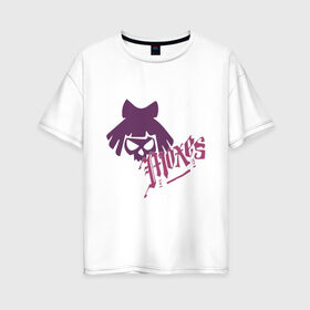 Женская футболка хлопок Oversize с принтом Moxes Gang CP 2077 в Тюмени, 100% хлопок | свободный крой, круглый ворот, спущенный рукав, длина до линии бедер
 | city | cyberpunk | gang | moxes | night | андроид | киберпанк | киборг | найт | робот | сити