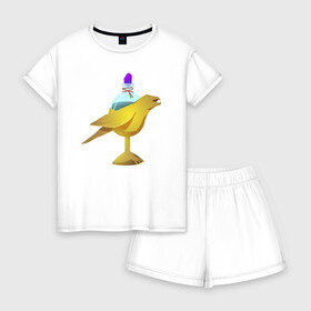 Женская пижама с шортиками хлопок с принтом Грааль в Тюмени, 100% хлопок | футболка прямого кроя, шорты свободные с широкой мягкой резинкой | 