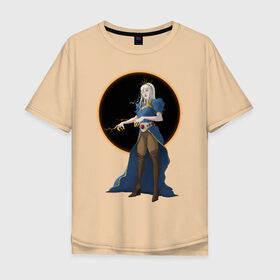 Мужская футболка хлопок Oversize с принтом Темная колдунья в Тюмени, 100% хлопок | свободный крой, круглый ворот, “спинка” длиннее передней части | ведьма | девушка | колдунья | маг | магия | фэнтези