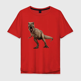 Мужская футболка хлопок Oversize с принтом T-Rex в Тюмени, 100% хлопок | свободный крой, круглый ворот, “спинка” длиннее передней части | dinosaurs | predator | дино | динозавр | звери | хищник | ящер