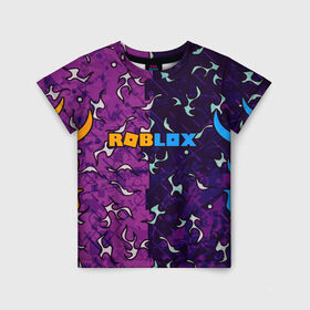Детская футболка 3D с принтом Roblox | Роблокс в Тюмени, 100% гипоаллергенный полиэфир | прямой крой, круглый вырез горловины, длина до линии бедер, чуть спущенное плечо, ткань немного тянется | 2 цвета | game | roblox | абстракция | игра | огонь | пламя | роблокс