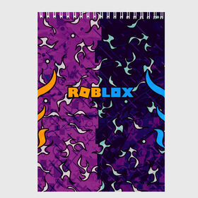 Скетчбук с принтом Roblox | Роблокс в Тюмени, 100% бумага
 | 48 листов, плотность листов — 100 г/м2, плотность картонной обложки — 250 г/м2. Листы скреплены сверху удобной пружинной спиралью | 2 цвета | game | roblox | абстракция | игра | огонь | пламя | роблокс