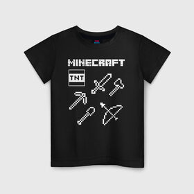 Детская футболка хлопок с принтом Minecraft в Тюмени, 100% хлопок | круглый вырез горловины, полуприлегающий силуэт, длина до линии бедер | minecraft | алекс | белый | блоки | ведьма | взрывчатка | визера | волк | гаст | добывать | дракон | зеленый куб | зомби | игра | крафт | крипер | кубики | лошадка | майн | майнкрафт | манкрафт | овечка | оцелот