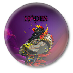 Значок с принтом Hades в Тюмени,  металл | круглая форма, металлическая застежка в виде булавки | Тематика изображения на принте: game | games | hades | аид | арт | загрей | хадес | хадэс