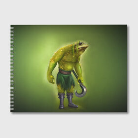 Альбом для рисования с принтом Bullywug в Тюмени, 100% бумага
 | матовая бумага, плотность 200 мг. | art | жаба | жабалюд | зеленый фон