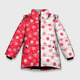 Зимняя куртка для девочек 3D с принтом Новогоднее Настроение в Тюмени, ткань верха — 100% полиэстер; подклад — 100% полиэстер, утеплитель — 100% полиэстер. | длина ниже бедра, удлиненная спинка, воротник стойка и отстегивающийся капюшон. Есть боковые карманы с листочкой на кнопках, утяжки по низу изделия и внутренний карман на молнии. 

Предусмотрены светоотражающий принт на спинке, радужный светоотражающий элемент на пуллере молнии и на резинке для утяжки. | merry christmas | дед мороз | ёлка | зима | мороз | новый год | подарок | праздник | рождество | с новым годом | санта клаус | снег | снеговик | снегурочка | снежинки | снежные узоры | узоры