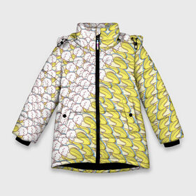 Зимняя куртка для девочек 3D с принтом Банана-котики в Тюмени, ткань верха — 100% полиэстер; подклад — 100% полиэстер, утеплитель — 100% полиэстер. | длина ниже бедра, удлиненная спинка, воротник стойка и отстегивающийся капюшон. Есть боковые карманы с листочкой на кнопках, утяжки по низу изделия и внутренний карман на молнии. 

Предусмотрены светоотражающий принт на спинке, радужный светоотражающий элемент на пуллере молнии и на резинке для утяжки. | meme | динамики | идея | котик | манера | мемы | образ действия | панда | песик | символ | ушан