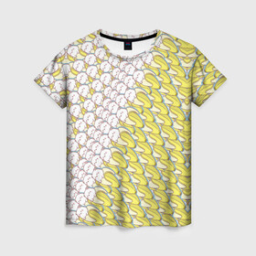 Женская футболка 3D с принтом Банана-котики в Тюмени, 100% полиэфир ( синтетическое хлопкоподобное полотно) | прямой крой, круглый вырез горловины, длина до линии бедер | meme | динамики | идея | котик | манера | мемы | образ действия | панда | песик | символ | ушан