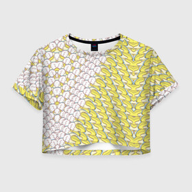 Женская футболка Crop-top 3D с принтом Банана-котики в Тюмени, 100% полиэстер | круглая горловина, длина футболки до линии талии, рукава с отворотами | meme | динамики | идея | котик | манера | мемы | образ действия | панда | песик | символ | ушан