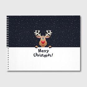 Альбом для рисования с принтом Merry Christmas в Тюмени, 100% бумага
 | матовая бумага, плотность 200 мг. | christmas | merry christmas | santa claus | дед мороз | ёлка | новогодние олени | новый год | оленёнок бэмби | оленёнок рудольф | орнамент | с новым годом | санта клаус | свитер с оленями | снегурочка | снежинки | узоры