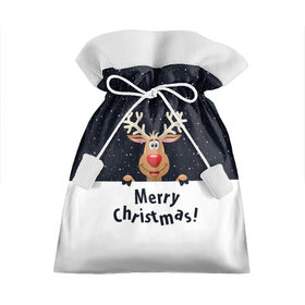 Подарочный 3D мешок с принтом Merry Christmas в Тюмени, 100% полиэстер | Размер: 29*39 см | christmas | merry christmas | santa claus | дед мороз | ёлка | новогодние олени | новый год | оленёнок бэмби | оленёнок рудольф | орнамент | с новым годом | санта клаус | свитер с оленями | снегурочка | снежинки | узоры