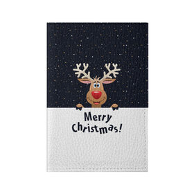 Обложка для паспорта матовая кожа с принтом Merry Christmas в Тюмени, натуральная матовая кожа | размер 19,3 х 13,7 см; прозрачные пластиковые крепления | christmas | merry christmas | santa claus | дед мороз | ёлка | новогодние олени | новый год | оленёнок бэмби | оленёнок рудольф | орнамент | с новым годом | санта клаус | свитер с оленями | снегурочка | снежинки | узоры