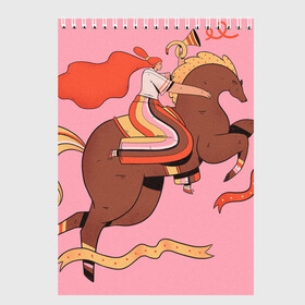 Скетчбук с принтом девушка на лошади в Тюмени, 100% бумага
 | 48 листов, плотность листов — 100 г/м2, плотность картонной обложки — 250 г/м2. Листы скреплены сверху удобной пружинной спиралью | Тематика изображения на принте: 