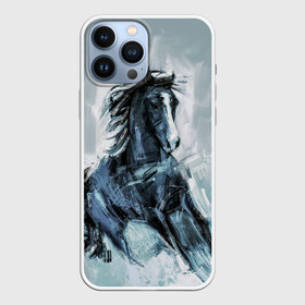 Чехол для iPhone 13 Pro Max с принтом нарисованный конь в Тюмени,  |  | horse | horseshoe | акварель | головалошади | грива | жеребец | животные | конь | лошадь | лошадьскрыльями | подкова | природа | рисуноккрасками