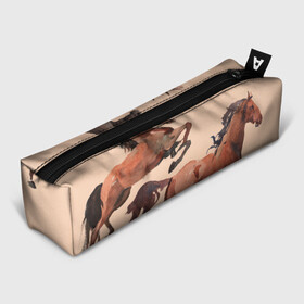 Пенал 3D с принтом кони в Тюмени, 100% полиэстер | плотная ткань, застежка на молнии | horse | horseshoe | акварель | головалошади | грива | жеребец | животные | конь | лошадь | лошадьскрыльями | подкова | природа | рисуноккрасками