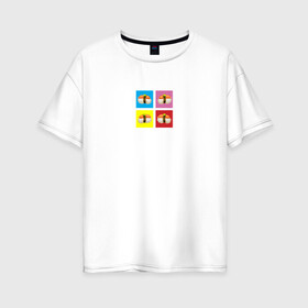 Женская футболка хлопок Oversize с принтом Суши в Тюмени, 100% хлопок | свободный крой, круглый ворот, спущенный рукав, длина до линии бедер
 | азиатская еда | еда | кухня | разноцветный | роллы | суши | япония