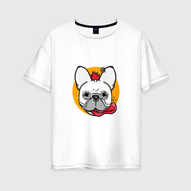 Женская футболка хлопок Oversize с принтом Панк-рок мопс в Тюмени, 100% хлопок | свободный крой, круглый ворот, спущенный рукав, длина до линии бедер
 | animal | dog | pug | punk | rock | животные | метал | мопс | панк | пирсинг | рок | собака