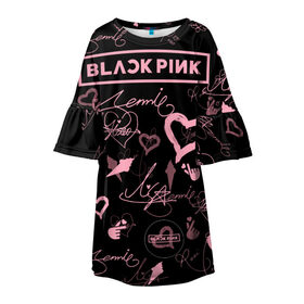 Детское платье 3D с принтом BLACKPINK в Тюмени, 100% полиэстер | прямой силуэт, чуть расширенный к низу. Круглая горловина, на рукавах — воланы | blackpink | blink | bts | exo | icecream | jennie | jisoo | korea | kpop | lisa | love | rose | блекпинк | девушки | корея | кпоп | музыка
