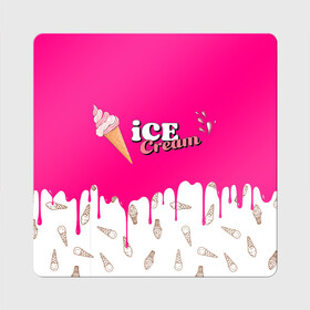 Магнит виниловый Квадрат с принтом Ice Cream BlackPink в Тюмени, полимерный материал с магнитным слоем | размер 9*9 см, закругленные углы | Тематика изображения на принте: blackpink | blink | bts | exo | icecream | jennie | jisoo | korea | kpop | lisa | love | rose | блекпинк | девушки | корея | кпоп | музыка
