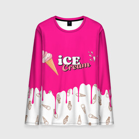 Мужской лонгслив 3D с принтом Ice Cream BlackPink в Тюмени, 100% полиэстер | длинные рукава, круглый вырез горловины, полуприлегающий силуэт | blackpink | blink | bts | exo | icecream | jennie | jisoo | korea | kpop | lisa | love | rose | блекпинк | девушки | корея | кпоп | музыка