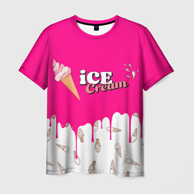 Мужская футболка 3D с принтом Ice Cream BlackPink в Тюмени, 100% полиэфир | прямой крой, круглый вырез горловины, длина до линии бедер | blackpink | blink | bts | exo | icecream | jennie | jisoo | korea | kpop | lisa | love | rose | блекпинк | девушки | корея | кпоп | музыка