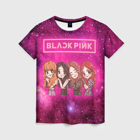 Женская футболка 3D с принтом Black Pink в Тюмени, 100% полиэфир ( синтетическое хлопкоподобное полотно) | прямой крой, круглый вырез горловины, длина до линии бедер | blackpink | blink | bts | exo | icecream | jennie | jisoo | korea | kpop | lisa | love | rose | блекпинк | девушки | корея | кпоп | музыка