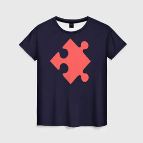Женская футболка 3D с принтом Сердце Пазл (парные) в Тюмени, 100% полиэфир ( синтетическое хлопкоподобное полотно) | прямой крой, круглый вырез горловины, длина до линии бедер | family | family look | детские | для всей семьи | семейные | семья | фэмили лук