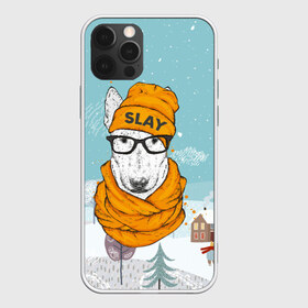 Чехол для iPhone 12 Pro Max с принтом Бультерьер в Тюмени, Силикон |  | slay | белая собака | бультерьер | пес | псина | собака | собака в шапке | собачка